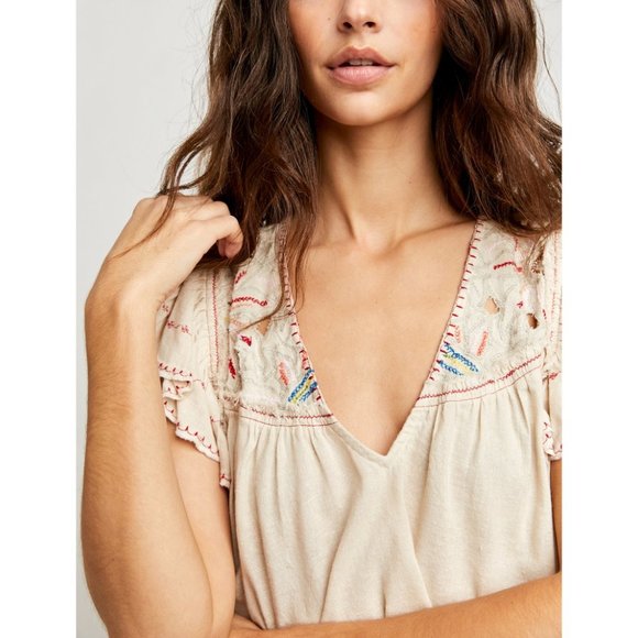 🎉LAST CHANCE🎉 NWT Free People Hailey Embroidered Top / Natural - Picture 5 of 7